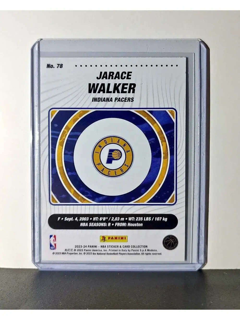 Jarace Walker Rookie 2023-24 Panini NBA #78 Sticker Card Indiana Pacers
